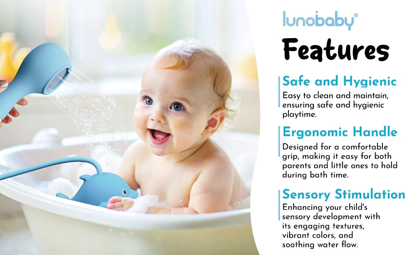 Lunobaby Rechargeable Baby Bath Shower Head