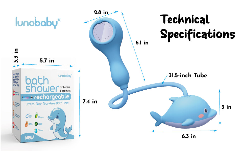 Lunobaby Rechargeable Baby Bath Shower Head