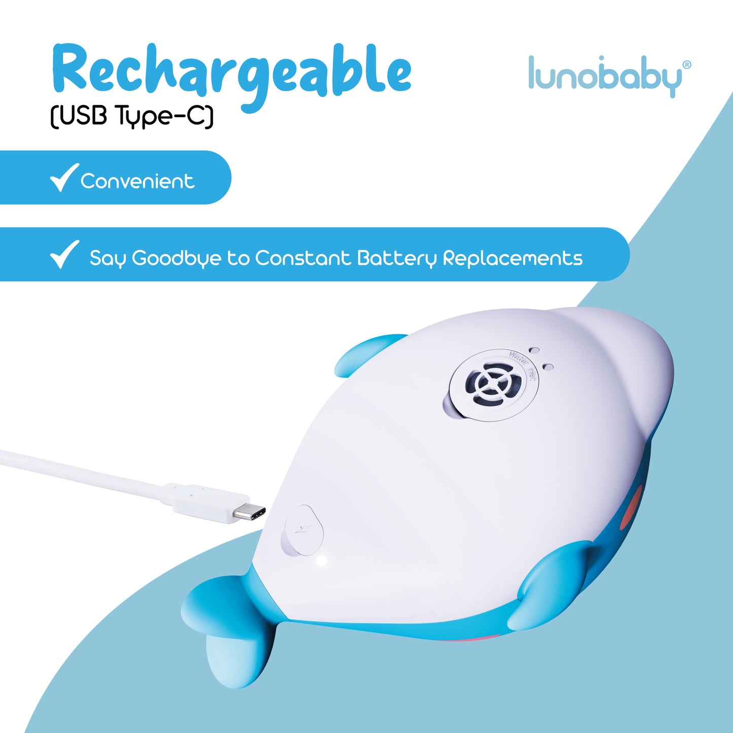 Lunobaby Rechargeable Baby Bath Shower Head