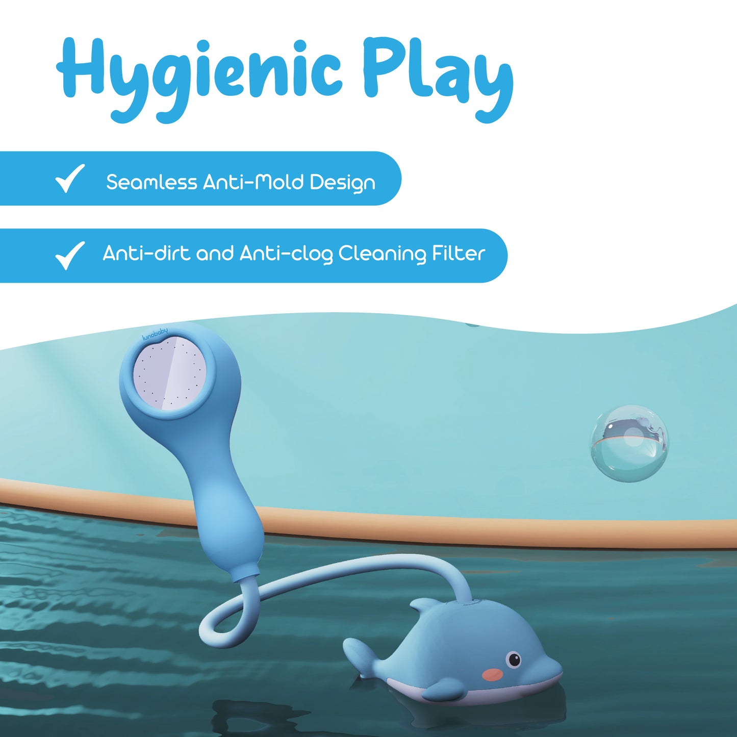 Lunobaby Rechargeable Baby Bath Shower Head